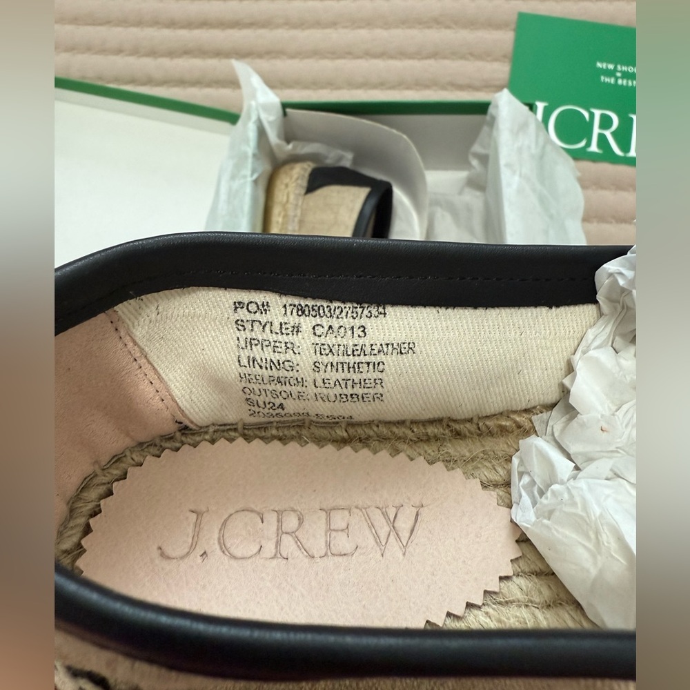 J. Crew Made-in-Spain loafer espadrilles in linen blend and leather style# CA013 - Picture 10 of 12